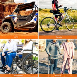 Belinous 2 Pack UTV Cup Holder for 8-32oz Bottles, Roll Bar Water Bottle Holder for UTV Wheelchair Walker Bike Golf Cart Scooter and Boat, Drink Holder with Net Pockets and Velcro Starps