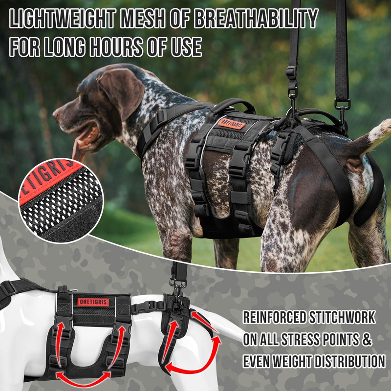 OneTigris Breathable Dog Lift Harness for Large Medium Sized Dogs,