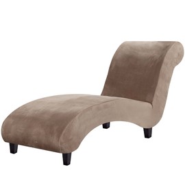 H.VERSAILTEX Chaise Lounge Cover Indoor Velvet Chaise Slipcover High Stretch Lounge Chair Cover Luxury Armless Chaise Cover for Living Room, Machine Washable, Taupe