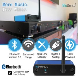 BLT-2 Hi-Fi Bluetooth 5.1 Audio Receiver – aptX HD/AAC, Audiophile TI DAC, Long-Range, RCA Output Plus Optical & Coaxial Digital Outs for Home Stereo