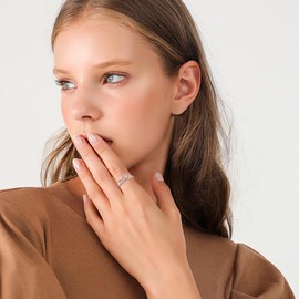 ACJFA Sterling Silver Mom Rings for Women I Love You Forever Mothers Day Valentines Day Ring Jewelry Gifts from Daughter Son Grandson Granddaughter (Size 6)