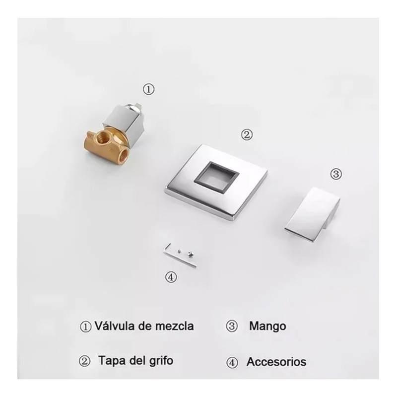 Regadera Latón Cromado Mezcladora De Baño/llave Monomando P Plateado