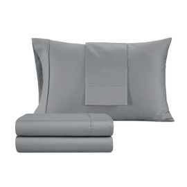 IZOD - Silky Sateen Cotton Sheet Set, Smooth & Buttery Feel, Long-Staple Cotton, Deep Pocket Sheets (300 TC, Queen/Grey)