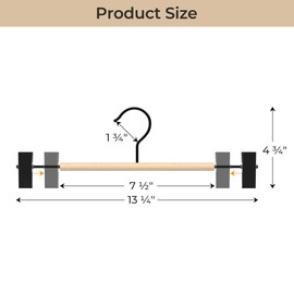 StorageWorks Pants Hangers with Clips, Wooden Clothes Hanger for Skirts, Jeans, Shorts, 10 Pack, Natural Wood Color