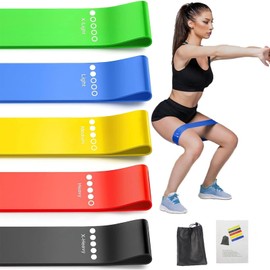 Exercise Bands, Resistance Bands for Exercise Set of 5 Elastic Workout Bands for Exercise Training, Stretch Training, Fitness,Pilates, Physical Therapy, Rehab, Yoga with Resistance Bands Carrying Bag