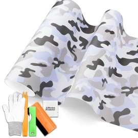 Free Tool Kit Snow White Camouflage Camo Vinyl Wrap Decal Sticker Bubble Free Self Adhseive Film - 60"x180" (5FTx15FT)