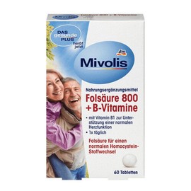 DM 미볼리스 엽산 800+비타민 B 60정 / Mivolis Folsaure 800+B-Vitamine DM Mivolis Folic Acid 800 + Vitamin B 60 Tablets