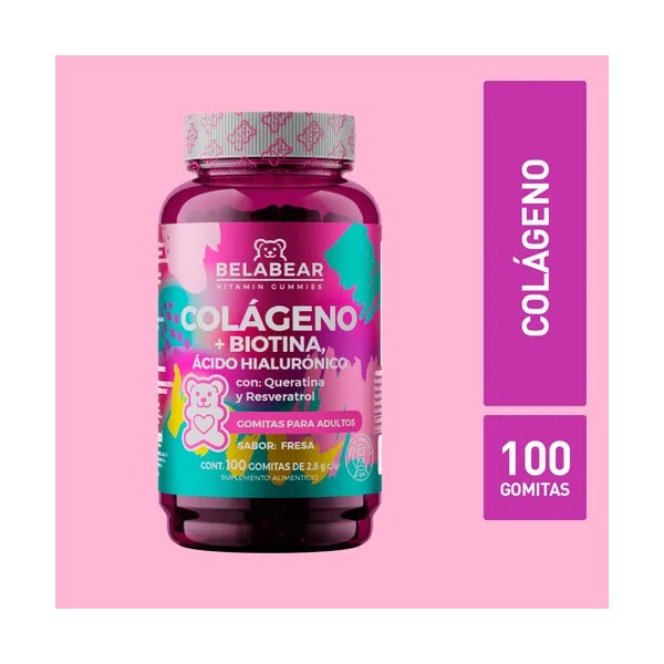 Belabear Colágeno + Biotina Y Ácido Hialurónico 100 Gomitas Sabor