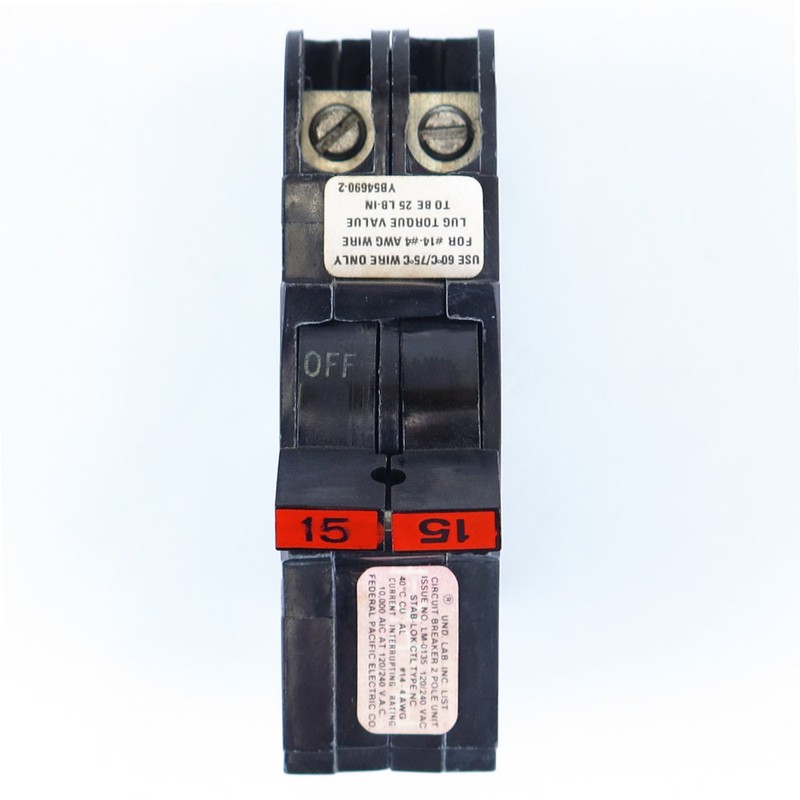 FEDERAL PACIFIC NC215 0215 FPE Stab-Lok Circuit Breaker 2 Pole