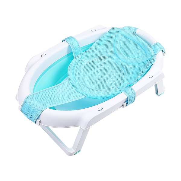 Nivofu Baby Bath Seat Support Net, Baby Five-Pointed Bathtub Support Net, Adjustable Baby Bath Cushion Pad, Non-Slip Bathtub Shower Net Shower Mesh, Newborn Bathtub Sling for 0-18 Months Infant, Blue