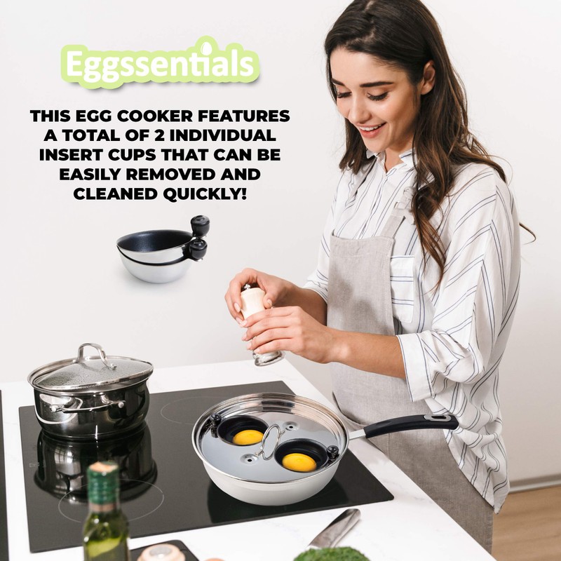 Eggssentials Egg Poacher Pan Nonstick Coating - Poached Egg Cooker,