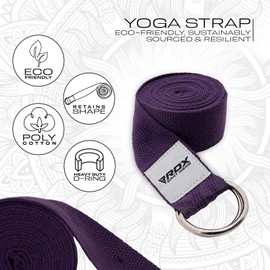 RDX 8ft Yoga Strap with D-Ring Buckle, Durable Polyester Cotton Adjustable Belts for Stretching Pilates Dance Gymnastics General Fitness Holding Poses Flexibility Physical Therapy, Home Gym Workout