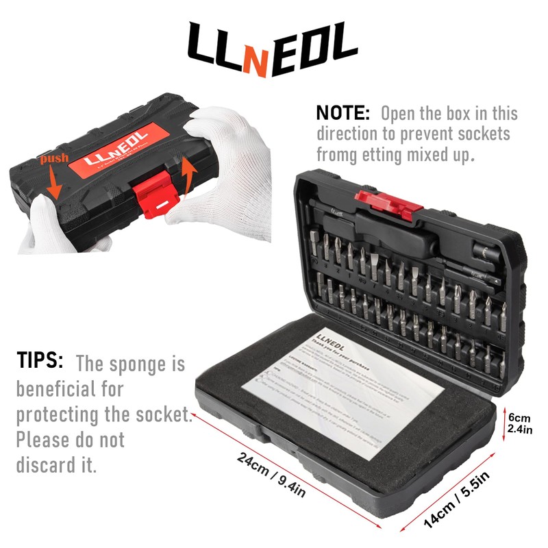 LLNEDL 1/4 inch Impact Socket Set, 63 Piece Drive Socket