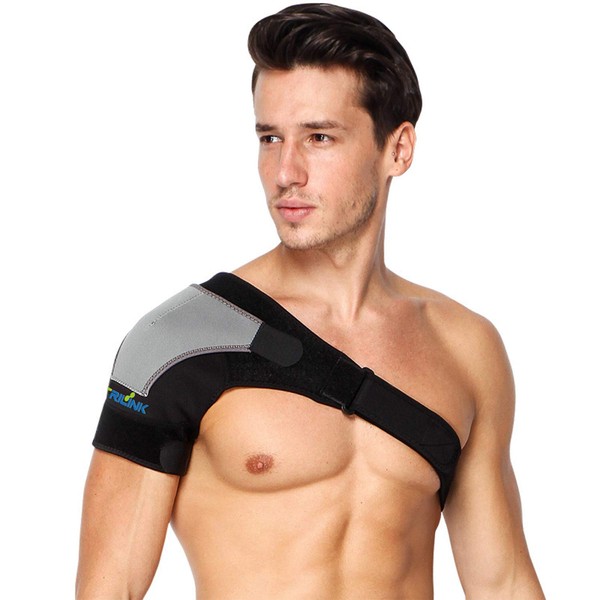 Shoulder Support - Adjustable Shoulder Brace Compatible with Hot/Cold Pad for Rotator Cuff, Pain Relief, Dislocated AC Joint, Labrum Tear, Bursitis, Tendinitis - Neoprene Shoulder Compression Sleeve