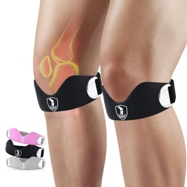 Patellar tendon support strap2 Pack, helps protect knee support for hiking, soccer, basketball, running, jumping, tennis, cycling ,Volleyball and squats， providing additional support during exercise black