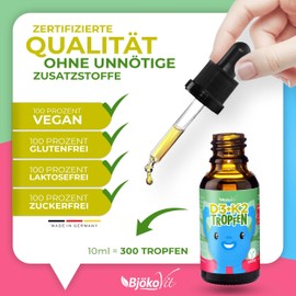 Vitamin D3 K2 Drops Children for 300 Days 100% Vegan [2022] - 400 IU Vitamin D from Lichens & 22.5 μg Vitamin K for Children - Vitamin D Drops Vitamin D Children - Children - Children Vitamins