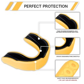 Gum Shield Kids | Mouth Guard Boxing | Rugby Mouth Guard | Unisex and Dual Layer with Premium Protection Suitable for All Contact Sport (Yellow+Black)