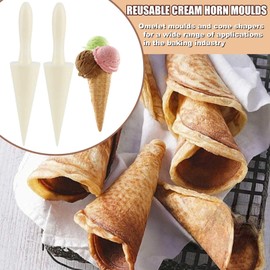 2Pcs Pizzelle Roller,Waffle Cone Roller,Ice Cream Roll Maker,Ice Cream Cone Mold Waffle Cone Roller Waffle Horn Cone Mould Pastry Tool for Making DIY Waffles and Ice Cream Cone
