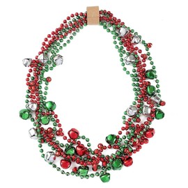 URUW 6PCS Christmas Bells Beaded Necklace -7mm Christmas Party Necklaces Mardi Gras Beads Red Green For Christmas Christmas Gift Festivals Christmas Decoration