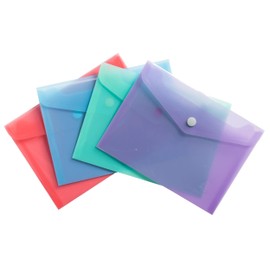 Exacompta - Ref 35430E - Pack of 4 Snap Fastening Document Wallets with Flap - Chromaline Pastel - Dimensions: 14 x 10 cm - FT for Filing B7 - Pastel Blue, Coral, Purple, Pastel Green