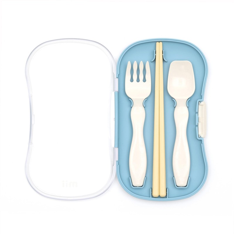 Mii Trio Cutlery Set, Blue, Chopsticks for Bento Lunch Box
