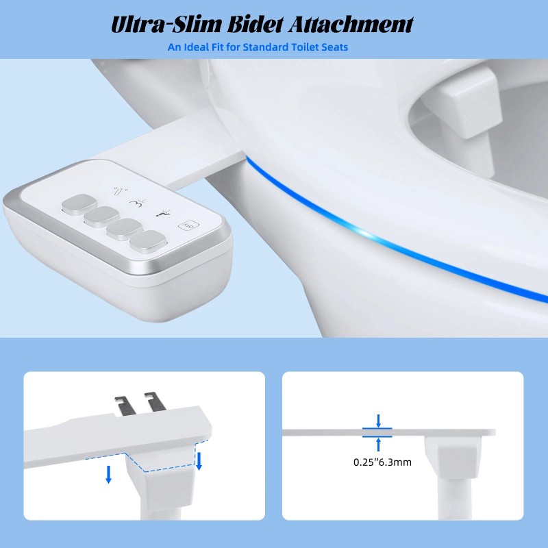 Hibbent Non-Electric Mechanical Bidet Flash Water Toilet Seat Attachment Spray