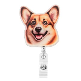 Funny Corgi Gifts for Womens Owners Pet Lovers Cute Office Badge Reel for Nurse Teacher Doctor Worker Medical Assistant Name ID Badge Reel with Clip