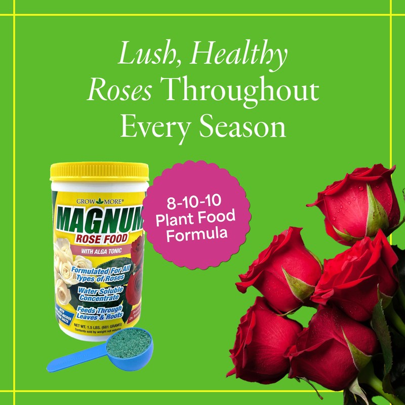 Grow More Magnum Rose Fertilizer (8-10-10) - 1.5lbs of USA-Made