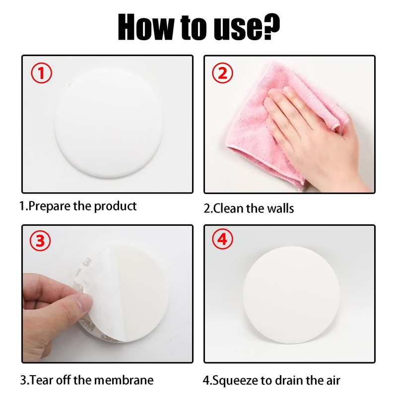 Yinluluna 4 pcs White Silicone Door Handle buffers, 3.15" Door