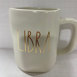 Rae Dunn LIBRA Zodiac sign horoscopic mug Double sided Gold writing - 16 oz - Dishwasher and Microwave safe