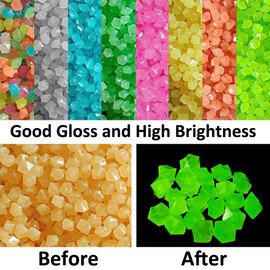 MOCNT Pack of 300 Luminous Stones Garden Glow in the Dark Pebbles Fluorescent Stones for Garden Aquarium Decoration Orange 14 x 11 mm
