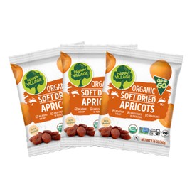 Happy Village Organic Soft Dried Apricots On the Go – 3 Bags (15 Individual Portion Packs) | Healthy, Organic, Non-GMO, Vegan, Kosher, Gluten-Free Snack Packs