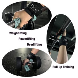 FYGL Lifting-Wrist-Straps-for-Weight-Lifting with Neoprene Padded Wrist-Wraps and Dual-Sided Grip Options, Green