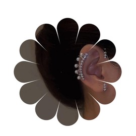 Aneneiceera Vintage Crystal Pearl Ear Cuff Earrings Silver Pearl Cuff Wrap Earrings Cluster Cz Pearl Clip Earrings Cz Pearl Wrap Around Pearl Climber Cuff Earrings Jewelry for Women and Girls(Right)