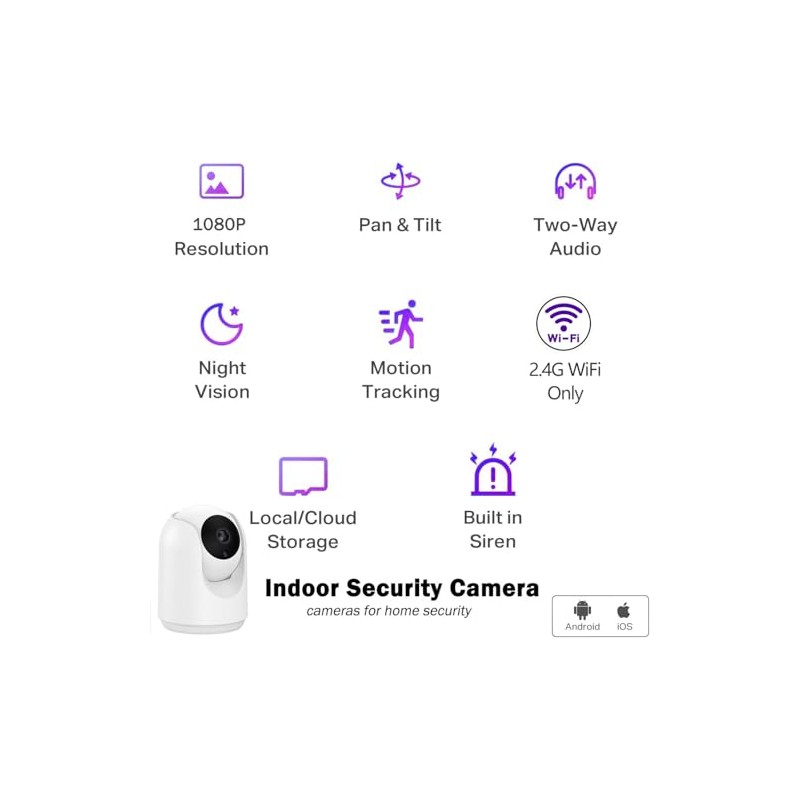Geekee Indoor Security Camera, 2.4G WiFi Cameras for Home Security