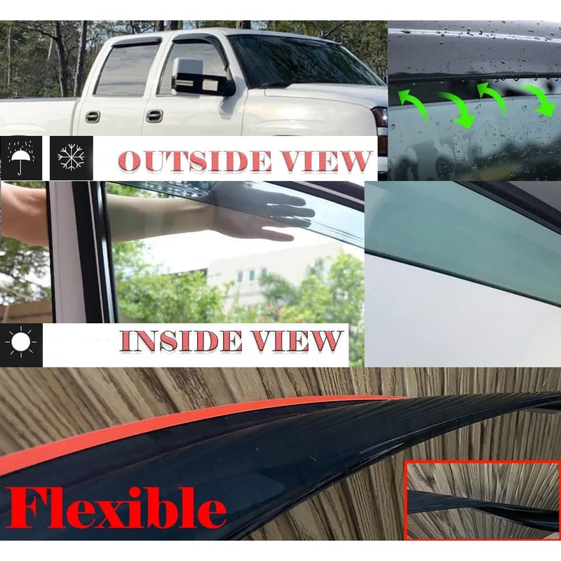 Smoke Tinted Window Visors Vent Sun Shade Rain Wind Guards