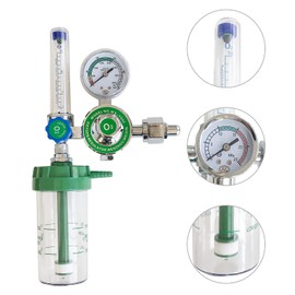 WX-YQ02 Oxygen Pressure Gas Regulator Inhaler O2 Pressure Reducer Oxygen Gauge Flow Meter,Buoy Type Female Thread and Tube