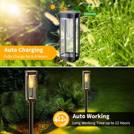 NEWMESSI 8 Pack Solar Pathway Lights Outdoor, Modern Super Brightness Solar LED Path Lights, IP65 Waterproof Garden Lights Solar Powered Landscape Lights for Outside Yard Garden Driveway Walkway Decor