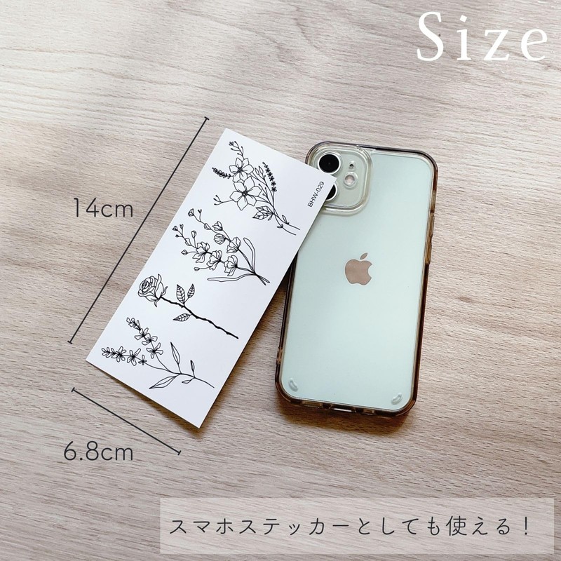Tattoo Stickers 30 Different Flowers One Point Cute Korean Black