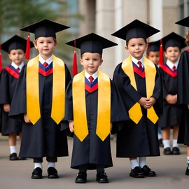 GHGMAO Unisex Kids Kindergarten Preschool Graduation Stole Sash, 53" Long with Printed (Gold)