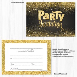 Olivia Samuel 20 x Black and Gold Effect Party Invitations from Ready to Write with Envelopes