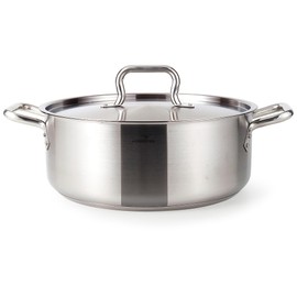 HOMICHEF 15 Quart LARGE Stainless Steel Braiser Pan with Lid - Commercial Grade NICKEL FREE Stainless Steel Healthy Braiser Pot 15 QT - Matte Polished Braising Pan Large