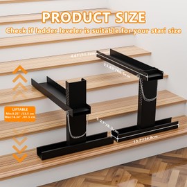 NULTRUMA Ladder Leveler Pro - Foldable Heavy-Duty Extender Ladder Stabilizer - Adjustable Height 9"-19" - Non-Slip Feet - Fits Extension/Single Ladders - Holds 500lbs