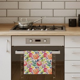 CIOJUNE Watercolor Peony Floral Spring Soft Absorbent Kitchen Dish Towels for Kitchen, Spring Hand Towels for Bathroom, Floral Bathroom Decor, 16x24