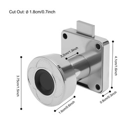 MINRS Fingerprint Lock 22 mm Electronic Drawer Lock Fingerprint Lock Cabinet with 20 Fingerprints 6-8 Months Standby Time for Drawers One-sided Opening Cabinets Silver