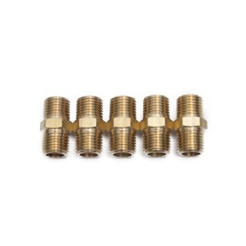LTWFITTING Brass Fittings Double Nipple with Hexagonal 1/4 Inch Female Thread (5 Pieces)