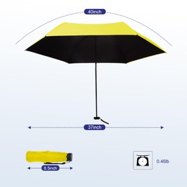 SoulRain 42" Travel Sun & rain Umbrella, Lightweight Windproof Umbrella, Portable Lightweight Compact Parasol with 99% UV Protection for women and men(Yellow)
