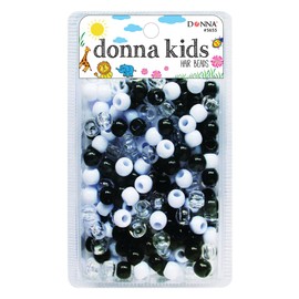 Donna Hair Braiding Kit: 11x10mm Pony Beads, DIY Plastic Beads, Quick Beaders for Kids - BLK/CLR/WHT