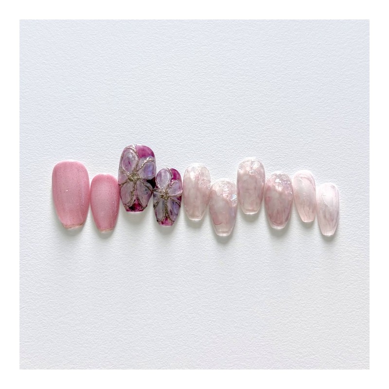 [Hwawon Garden] Handmade nail tips - Oval / [화원 Garden]