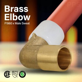 Supply Giant 5/8" PEX-A x 3/4" Male Sweat 90 Degree Elbow, No Lead Brass F1960 Adapter